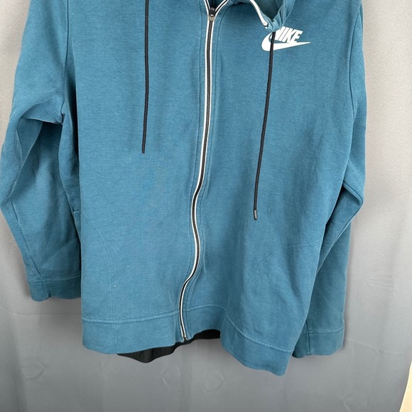 Nike Mens Full Zip Hoodie Teal Blue Swoosh Logo XL Sportswear AJ6318-401 - Picture 3 of 8